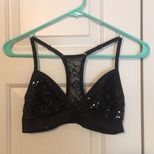 Black sequin razor back bralette. Size M